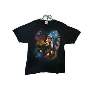 Vintage Indian Native American Planets Moon Stars Graphic T Shirt Large